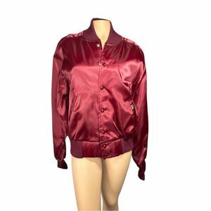 Vintage West Wind Burgundy Satin Bomber Jacket Deadstock USA Made